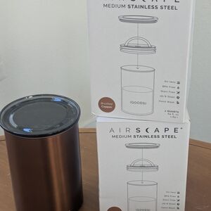 Airscape Planetary Set Of 2  Canister Brushed Copper Stainless Steel Airtight